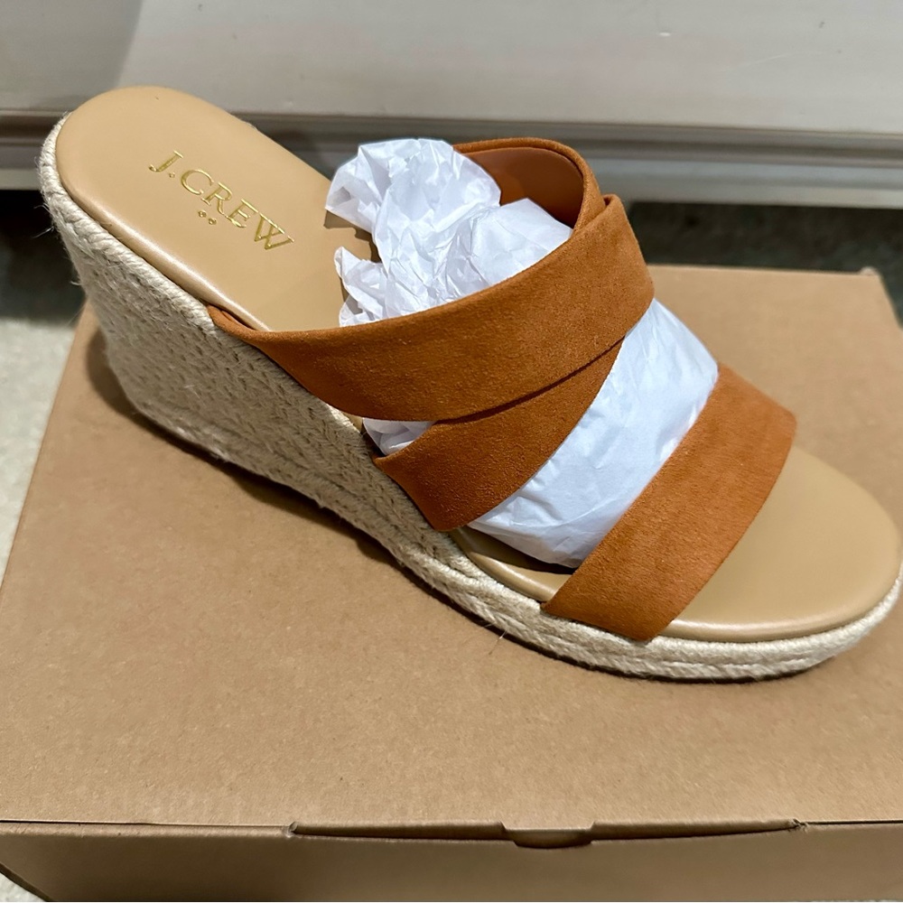 J. Crew Women's New Tan Wedge Sandals Sizw 10
